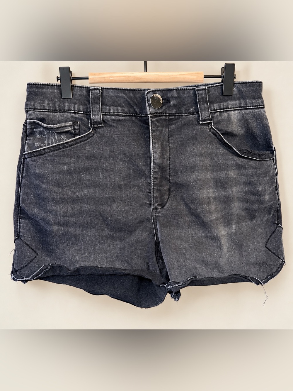 Democracy Black Denim Shorts Black Waist 12